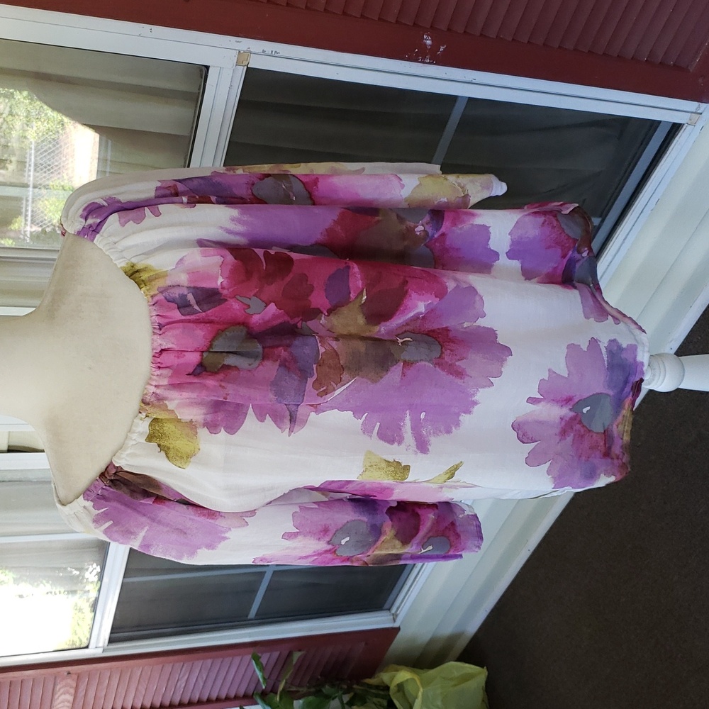 Habitat‎ Peasant Cottagecore Relaxed Pink and Purple Floral Blouse